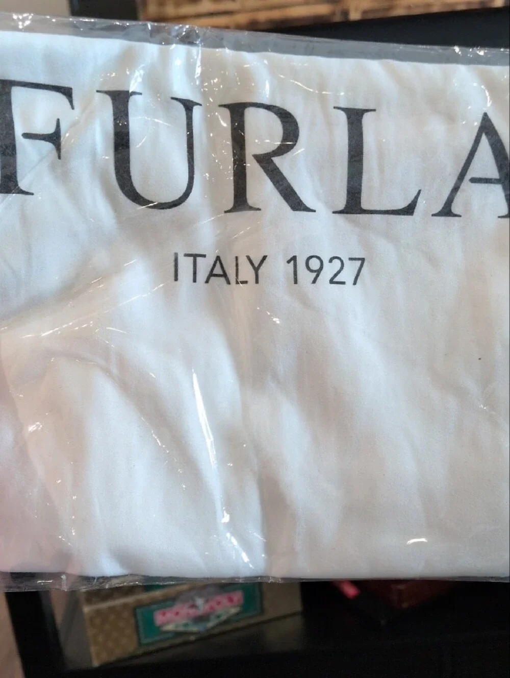 Furla White Fabric Dust Bag with Black Logo